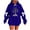 Blue, variant on Makaor Womens Zip Hoodie Christmas Plus Size Tunic Sweatshirt Long Sleeve Pullover Graphic with Bow Oversized Tops