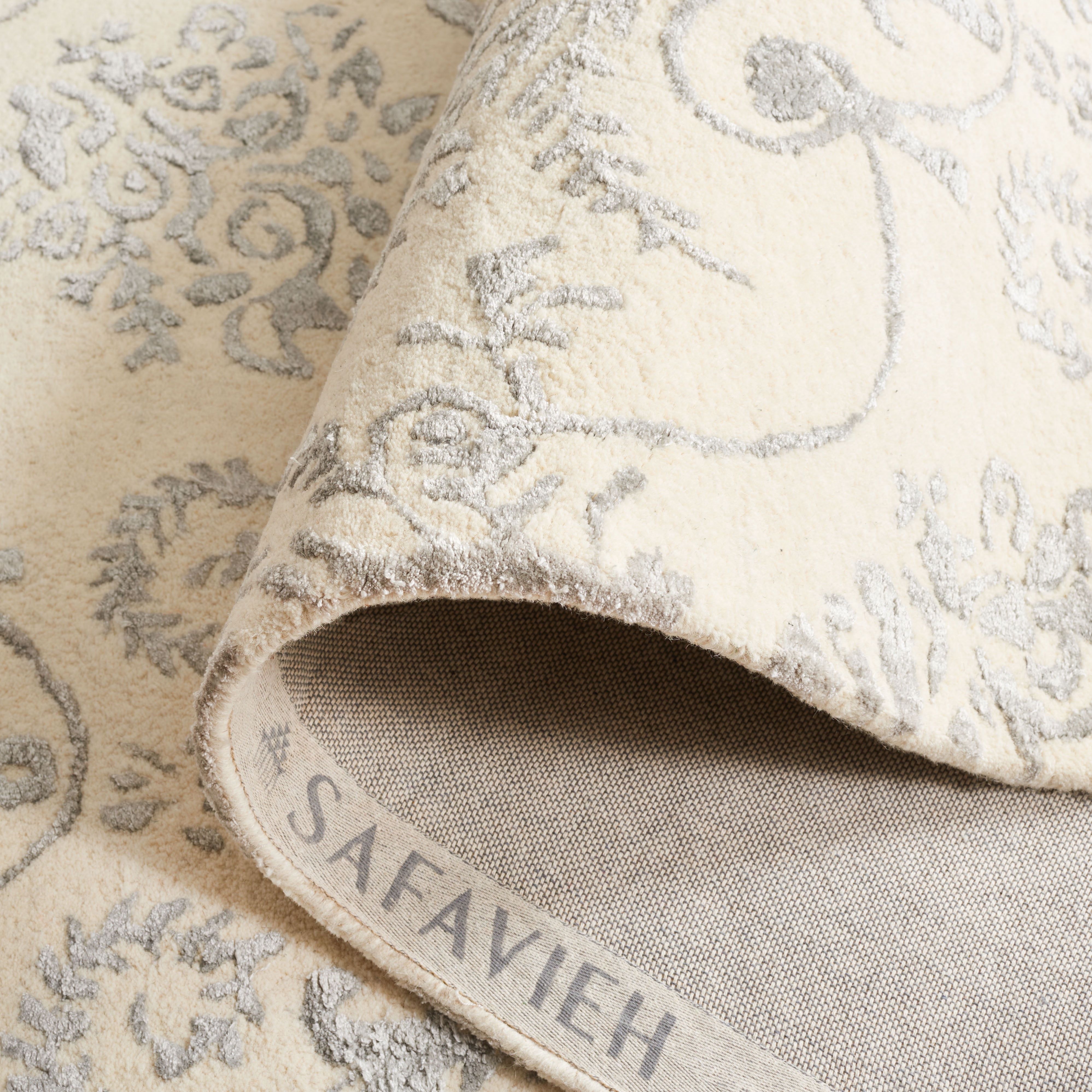 SAFAVIEH Bella Paula Damask Area Rug, Ivory/Grey, 10' x 14'