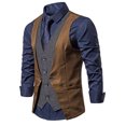 thumbnail image 4 of Traje de los Hombres, Nuevo Empalme Falso Dos Piezas de Pecho Blusa Casual para el Uso Diario, 100% Poliéster Camiseta de Moda, 4 of 4