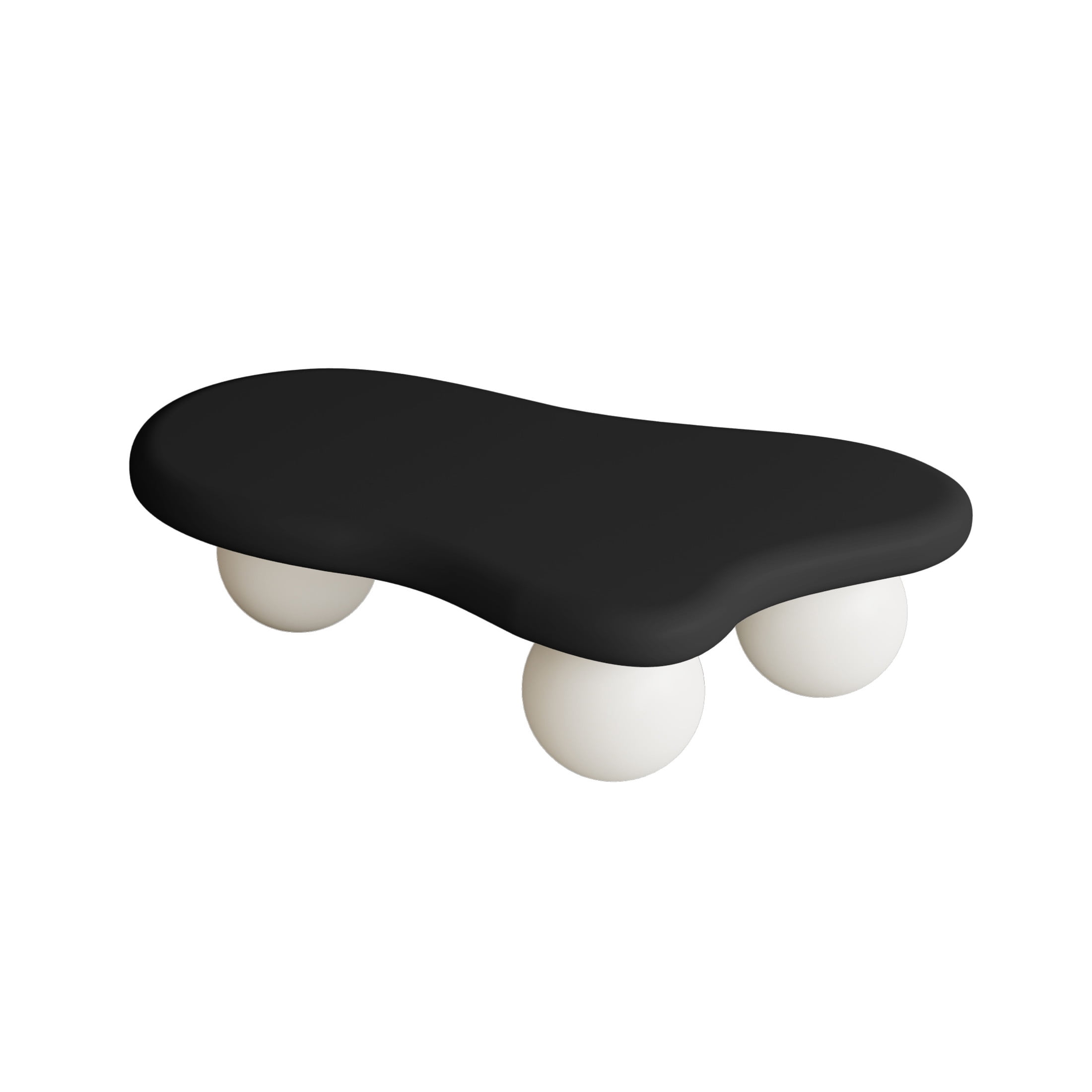 Noble House 40" Cloud Shaped Coffee Table with Ball Legs, Modern Aesthetic Accent Table for Living Room, Black Top White Legs