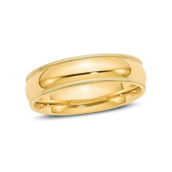 Gem & Harmony Mens 14K Yellow Gold 6mm Milgrain Comfort Fit Wedding Band Ring for Men