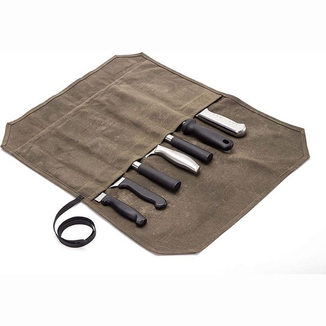 Bolsa para cuchillos de chef con ranuras - Lona encerada brillar Electrónica