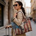 thumbnail image 2 of ZUXONGSY American Flag Cow Skull Print Tote Bag for Women Travel Tote Handbag Top Zipper Shoulder Purse Large Capacity Pu Leather Commuter Bags, 2 of 6
