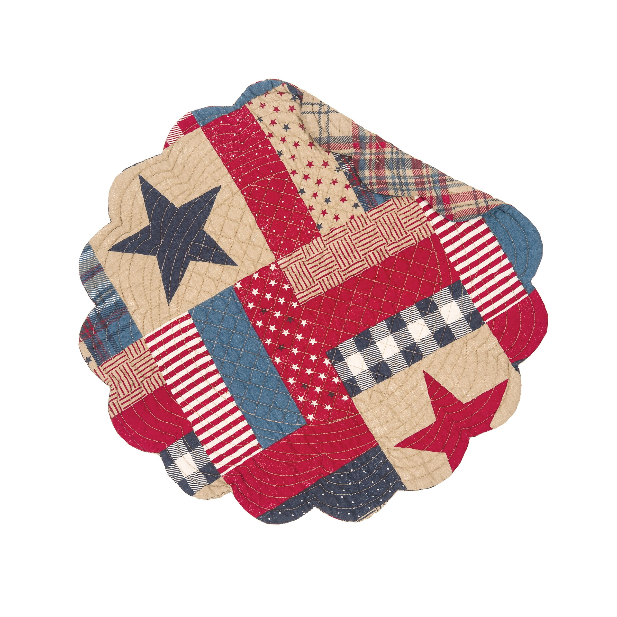 Bennington Round 4th of July Patchwork Placemat Americana Patriotic Independence Memorial Labor