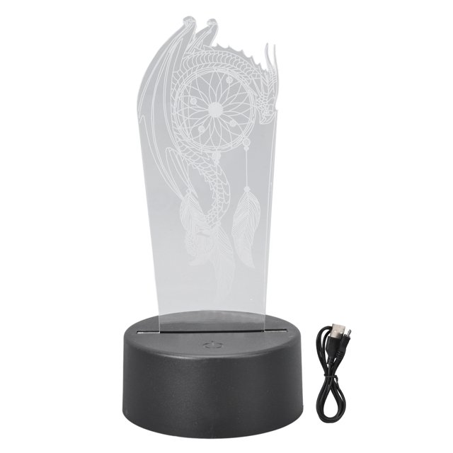 Luz nocturna 3D Jadeshay forma de dragón USB