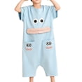 thumbnail image 3 of Stralyhd Funny Big Mouth Monster Onesie Pajamas Oversized Silly Monster Onesie Short Sleeve One Piece Loungewear Casual Party Pajamas Blue XXL, 3 of 4
