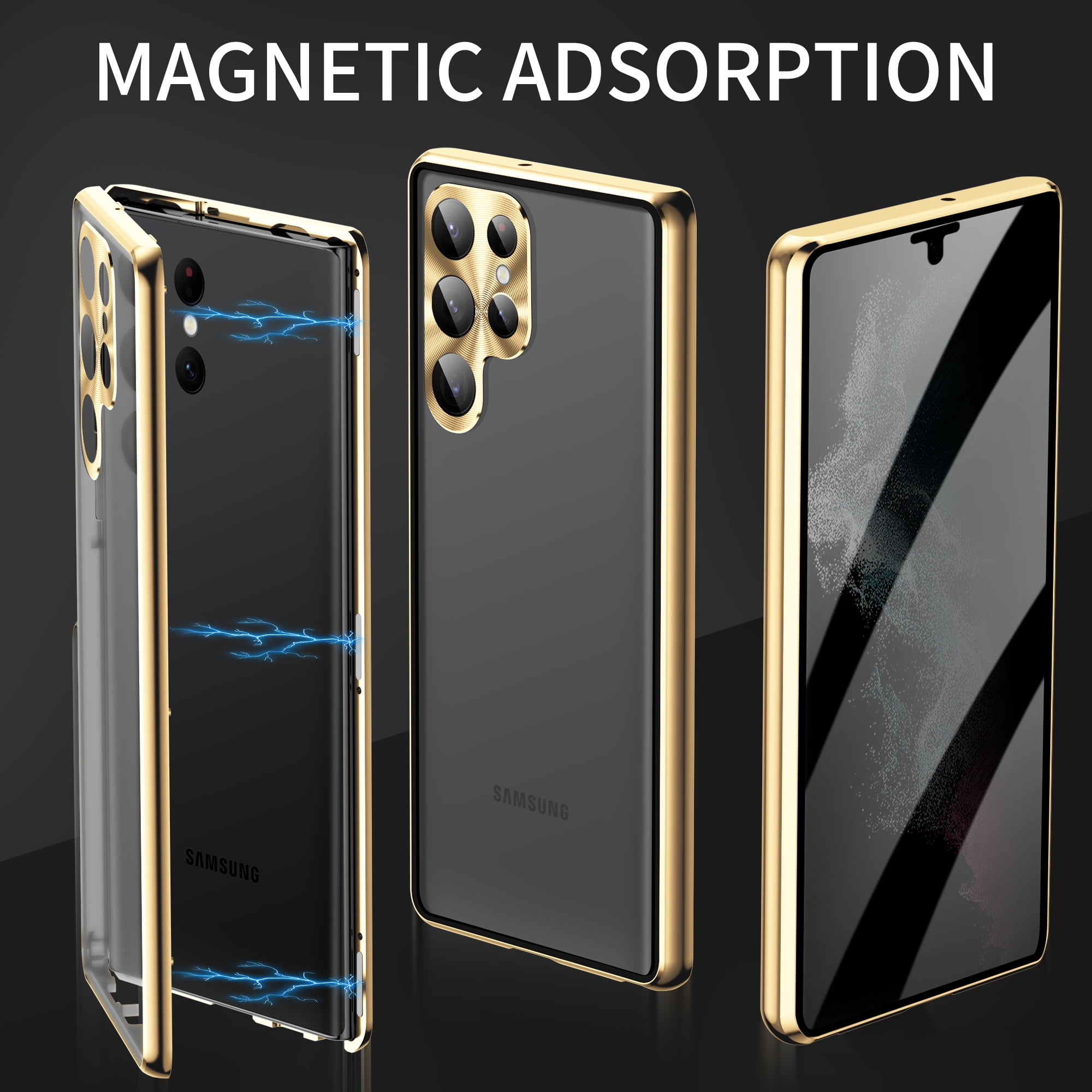 TECH CIRCLE iPhone 15 Case, Anti Peep Magnetic Adsorption Privacy Screen Protector Double Sided Tempered Glass Metal Bumper Frame Anti-Peeping Anti-Spy Cover for Apple iPhone 15 6.1" 2023,Blue