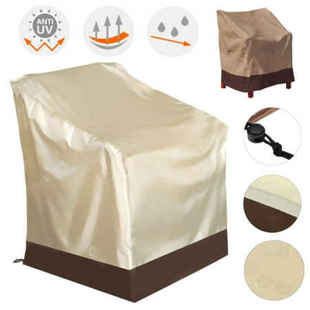 High Back Stackable High Back Patio Chair Cover Classic Patio Lounge Chair Cover Single High Back Chair Cover Garden Stackable Chair Cover For Outdoor Furniture Protection Veranda Lounge Waterproof ()