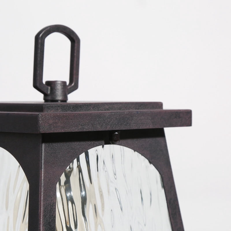 LNC 1-Light Trantisional Outdoor Post Light, with Textured Glass and Matte Black Finish