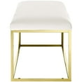 thumbnail image 3 of Modern Deco Contemporary Urban Design Living Room Lounge Club Lobby Accent Chair Bench, Velvet Fabric Metal Steel, Gold Ivory, 3 of 5