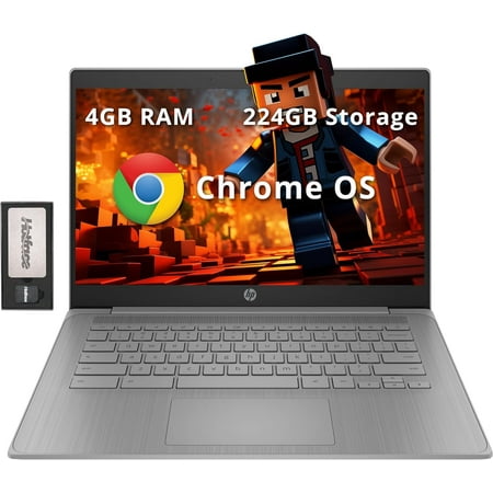 HP Chromebook 14" HD Laptop for Business & Students, Intel Celeron N4120, 4GB LPDDR4, 224GB Storage(64GB eMMC+160GB Docking Station), Intel UHD Graphics, Chrome OS, Modern Gray