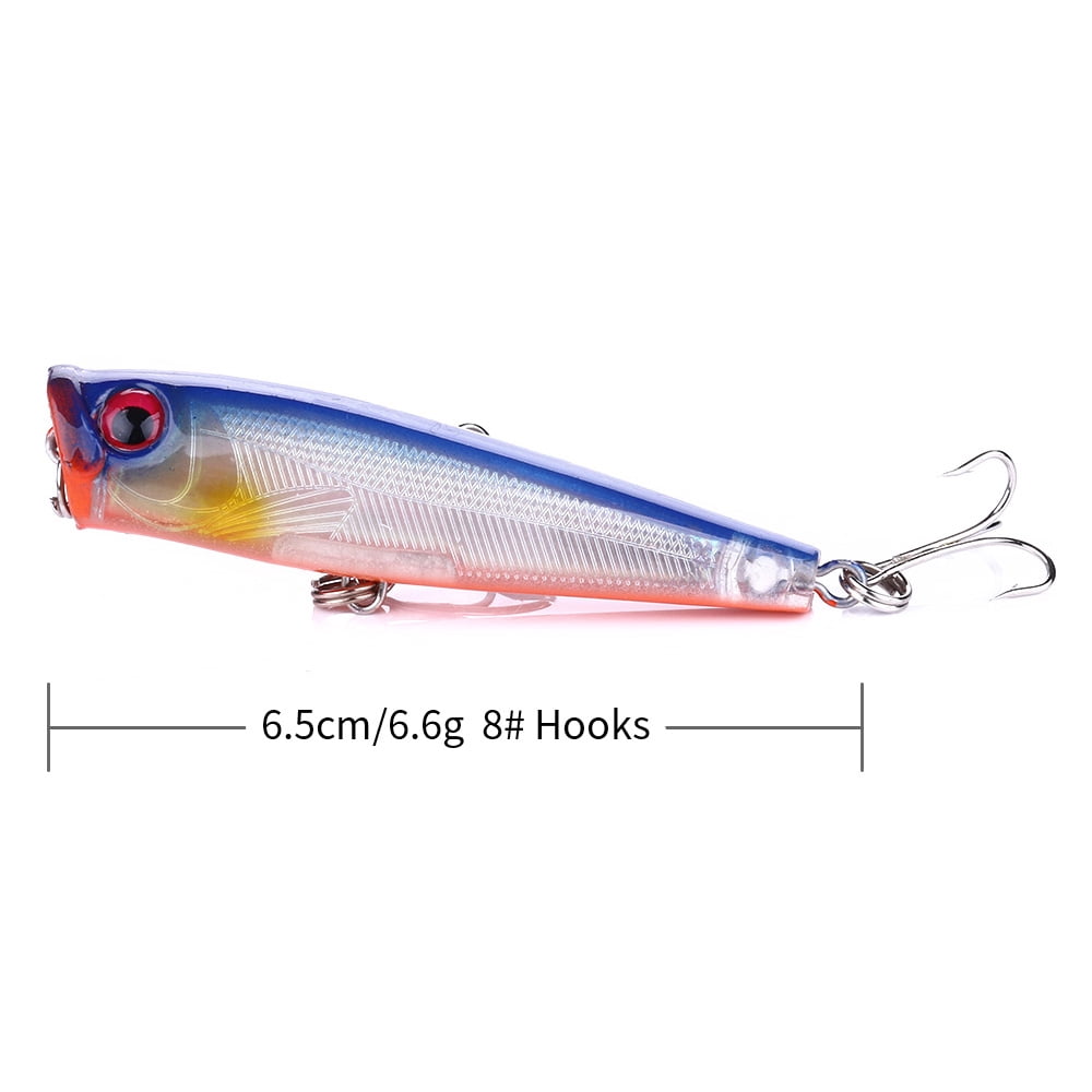 HENGJIA Top Water Popper Fishing Lures Saltwater, 6 Pack Pencil Popper Lures Artificial Hard Baits for Bass, Trout, Walleye Fishing Lure