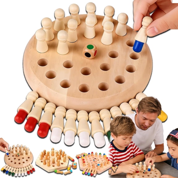 Wooden Memory Match Stick Chess Game, Colorful Stick Memory Board Game, Brain Training Matching Puzzle for Adults & Family Party