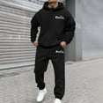thumbnail image 2 of PMVFHDE Hoodies for Men Set Solid Color Hooded Sweatshirt and Pants Casual Sports Print Loose Two Piece Black,XXL, 2 of 4
