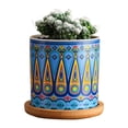 thumbnail image 1 of Plant Pot Cylindrical Flowerpot 7.5x7.6cm Geometric Pattern Simple Black White Nordic Style Home Decor Ceramic Vase, 1 of 3