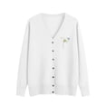 thumbnail image 2 of Hfnxid Women Cardigan Sweaters Lightweight Long Sleeve Open Front Cardigans Embroidered Knit Sweater Button Up V Nek Coat White M, 2 of 6