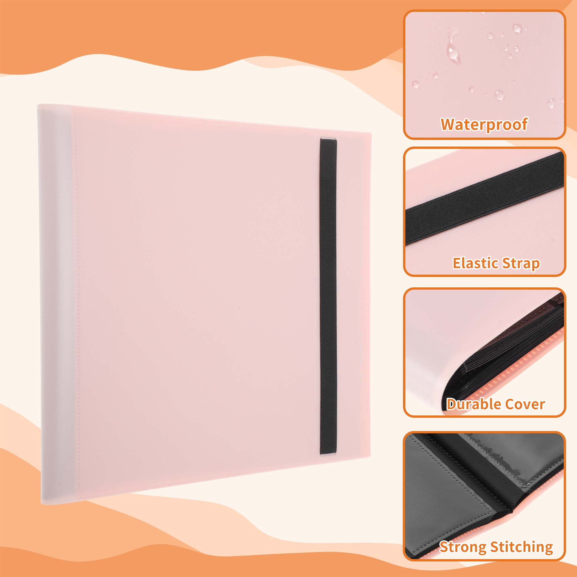 Unique Bargains Card Binder with 12 Pockets and 20 Pages for 480 Card Capacity ["Pink"]