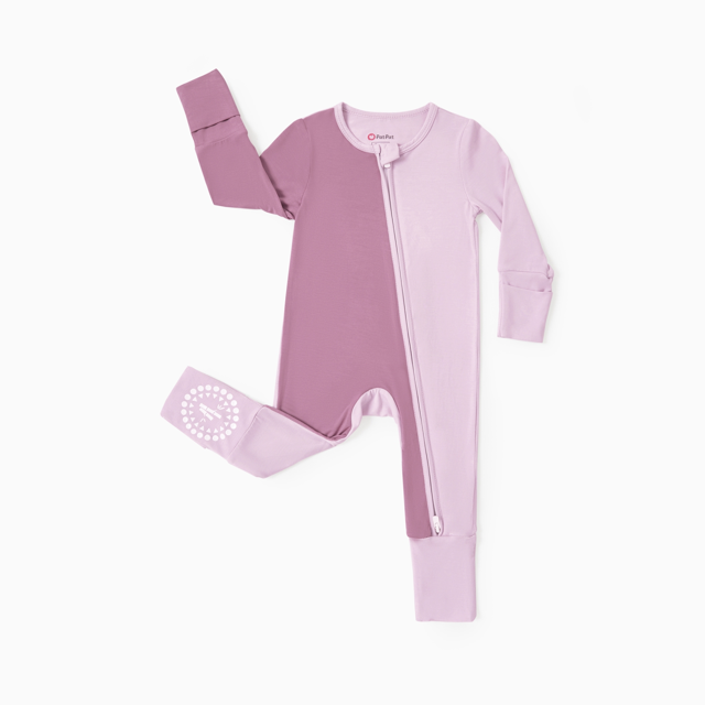PatPat Viscose from Bamboo Baby Boy / Girl Color Block 2 Way Zipper Anti Slip Long Sleeve Rompers