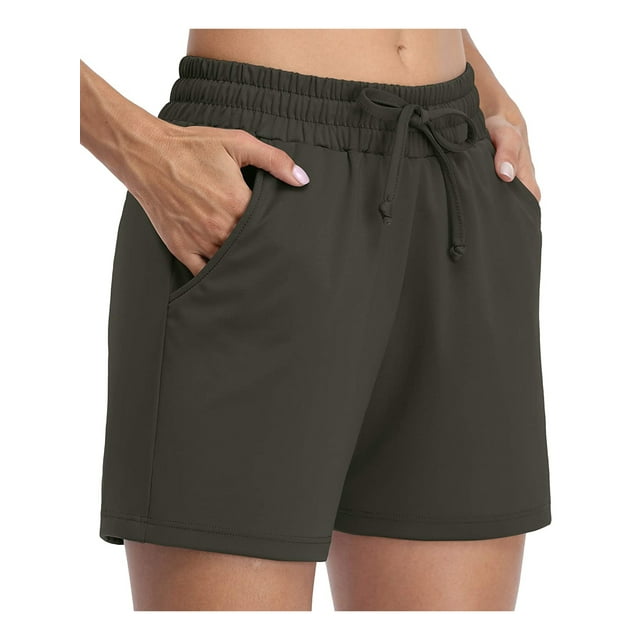 Women's Athletic Shorts Drawstring Elastic Waist Lounge Running Shorts with Pockets