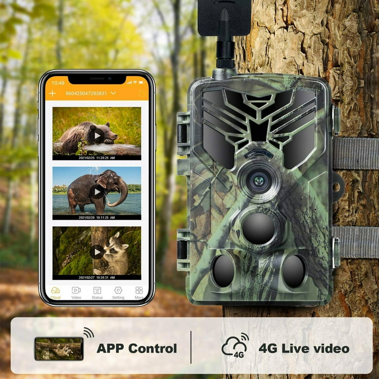 Wildlife Camera WiFi Bluetooth, 48MP 30fps Solar Infrared Trail