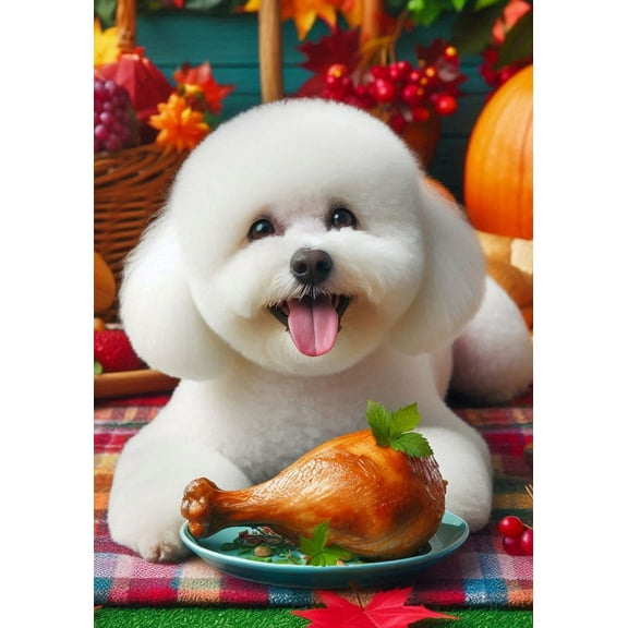 Bichon Frise - Best of Breed DCR Thanksgiving Garden Flag 12" x 17"