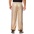 thumbnail image 3 of Pantalones de lentejuelas INSPIRE CHIC para hombre, con cintura elástica, disfraz de disco de los 70, pantalones brillantes para fiestas, 34 dorados, 3 of 5