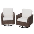 thumbnail image 6 of INTER HUT 2PCS Outdoor Patio Wicker Swivel Rocking Chairs with Cushions, Rattan Swivel Conversation Furniture for Porch, Backyard, Deck, Poolside, Garden, Beige, 6 of 8