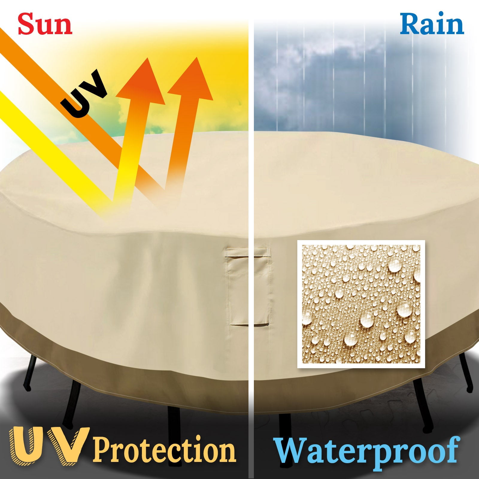 SUNRISEUMBRELLA Large Protective Cover Patio Garden Round Table Chair Cover Outdoor Furniture Winter（8'Dia）