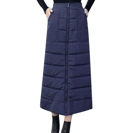 

JDEFEG Long Floral Skirt Women s Fashion Casual Warm Stylish Cold Skirt Long Length Wrap Skirt Dress Shiny Skirt Girls Dresses for Women Cotton Navy Xl