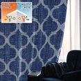 thumbnail image 5 of Navy Blue Moroccan Blackout Curtains for Bedroom/Living Room, Pinch Pleated Black Out Curtains, Morocco Geometric Quatrefoil Plaid Room Darkening Window Drapes with Hooks 2 Panels, 39"x70", 5 of 8