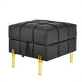 thumbnail image 5 of 22 inch Anti-scratch Leather Storage Ottoman, Entryway Bench with Golden Stainless Steel Legs, Pet Friendly for Living Room Bedroom, 5 of 8