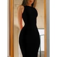 thumbnail image 3 of Diconna Robe Midi d'Été Sans Manches Col Rond Couleur Unie Robe de Cocktail, 3 of 6