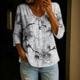 thumbnail image 2 of CLOISE Womens 3/4 Sleeve Tops Casual Shirts Loose Floral V Neck Pullover Fall Clothes Multicolor 2XL, 2 of 5