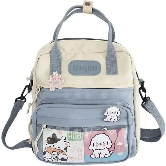 Kawaii Shoulder Bag for Girl Tote Indie Backpack School Japanese Aesthetic Backpack Messenger Bag Kawaii Backpack Prime (Blue)