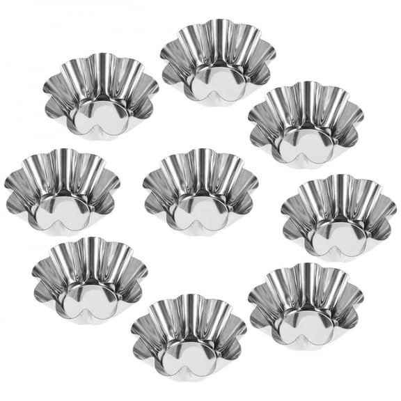 12Pcs Reusable Stainless Steel Dessert Mould, Non-stick Egg Tart Molds Cupcake Muffin Biscuits Cup Mould - Kitchen Baking Tools