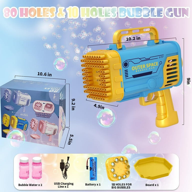 2 Pcs Bubble Machine For Kids, Fan Bubble Gun Blower, Baby Bath Showers  Wedding Indoor Outdoor Automatic Maker