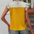 thumbnail image 3 of Otvok Tops for Women Temperament Commuter Casual Sleeveless Ruffle Shoulder Color Splicing Shirt, 3 of 6