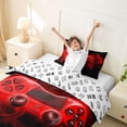 thumbnail image 4 of meiyoeat Neon Green Smoke Gaming Twin Bedding for Boys Teens, Video Game Gamer Duvet Cover Set, Black Red, Gamepad Reversible 2-Piece, 1 Duvet Cover and 1 Pillowcase, 4 of 7