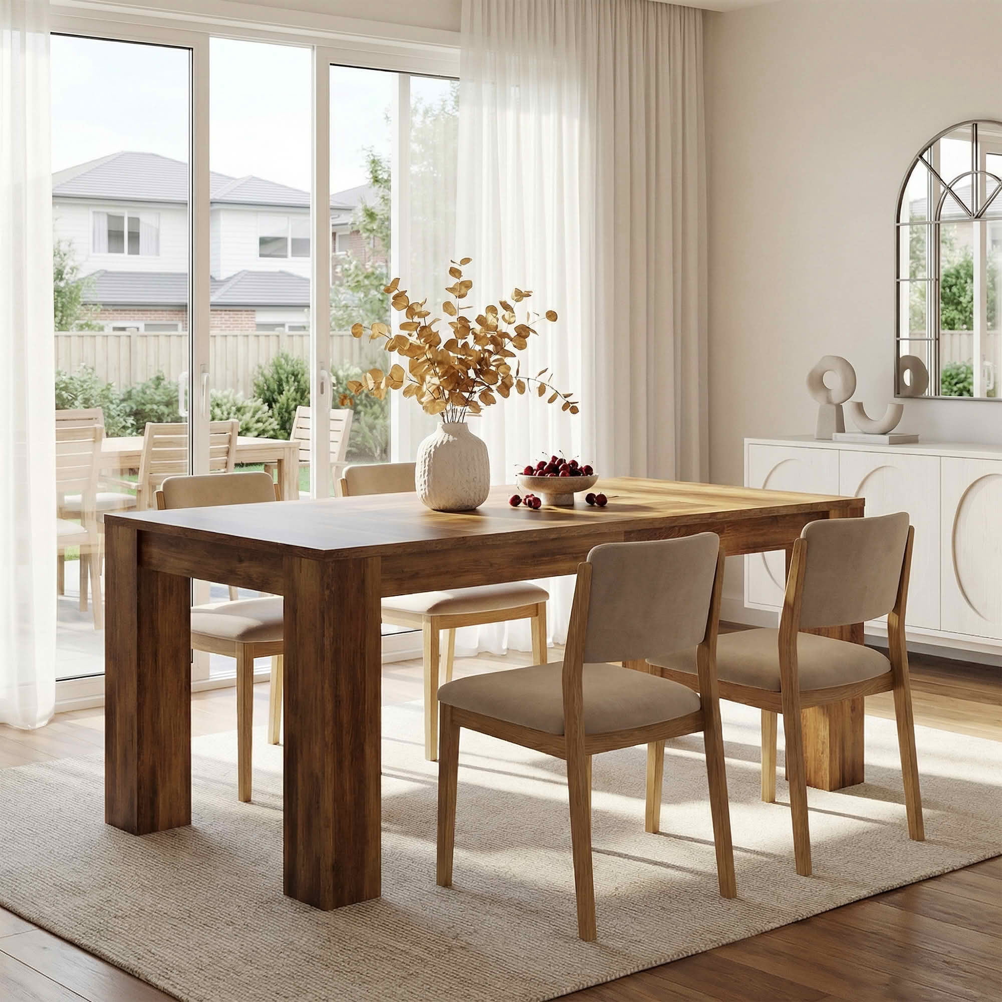 MAYEERTY 63" Rustic Farmhouse Dining Table, 4-6 Seater Wooden Rectangular Table for Home & Cafe, Easy Assembly