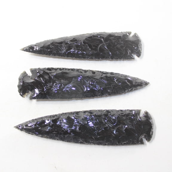 3 Obsidian Ornamental Spearheads #0438 Arrowhead
