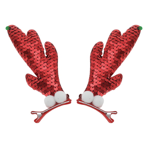 Unique Bargains 1 Pair Christmas Single Antlers Hair Clips Red 1.97"x0.79"x4.72"