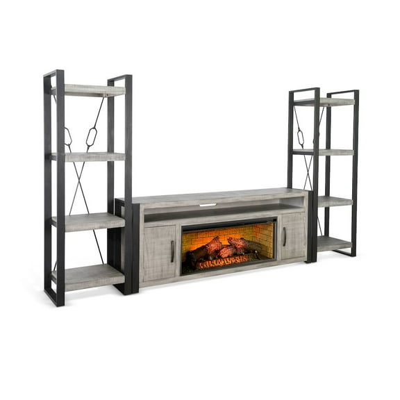 Sunny Designs 126" Media Wall with Electric Fireplace