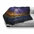 thumbnail image 3 of Nature Soft Flannel Fleece Throw Blanket, Epic Thunder and the Storm on the Sea Wave Horizon Bad Weather Atmosphere, Cozy Plush for Indoor and Outdoor Use, 70" x 90", Purple and Orange, by Ambesonne, 3 of 6