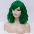 thumbnail image 3 of Unique Bargains Human Hair Wigs for Women Lady 14" Green Curly Wig Cap Fluffy Curly Wavy, 3 of 6