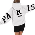 thumbnail image 4 of jtjvou Women's Hoodies Pullover Paris Sweatshirts Long Sleeve Loose Letter Print Hooded Pullover Tops Fall Clothes Women,White,M, 4 of 4