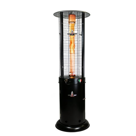 Garden Sun Patio Heater Manual Opus Lite R-Line 7 Foot Liquid Propane Commercial Flame Tower Heater, Manual Ignition, Hammered Black Finish ()