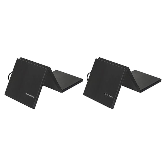 BalanceFrom 2-Pack 6ft x 2ft x 2in 3-Panel All-Purpose Folding Gymnastics Mat, Black