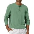 thumbnail image 2 of Resicozy Men's Henley Shirts Long Sleeve T-Shirts Casual Fashion Pullover Shirt Soft Stretch Basic Tee Fall Top Light Green M, 2 of 7