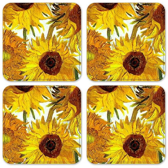 Vinyl Drink Coasters - Set of 4 - Van Gogh: Sunflowers