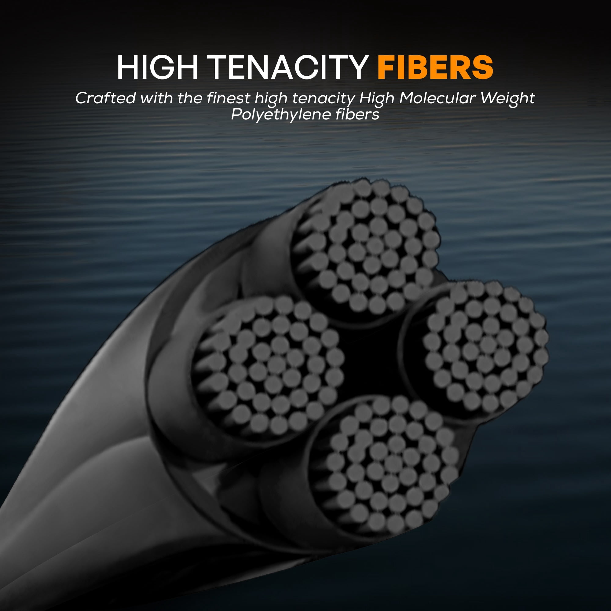 FINS Braids Pitch Black No Fade No Twist Bass Angling Round 4-End Braided Fishing Line 10 lb 500 Yd